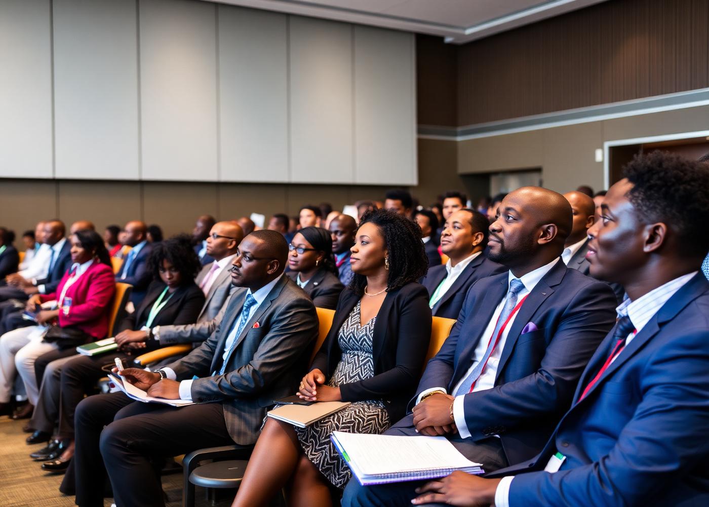 Engineers networking at a professional technical seminar